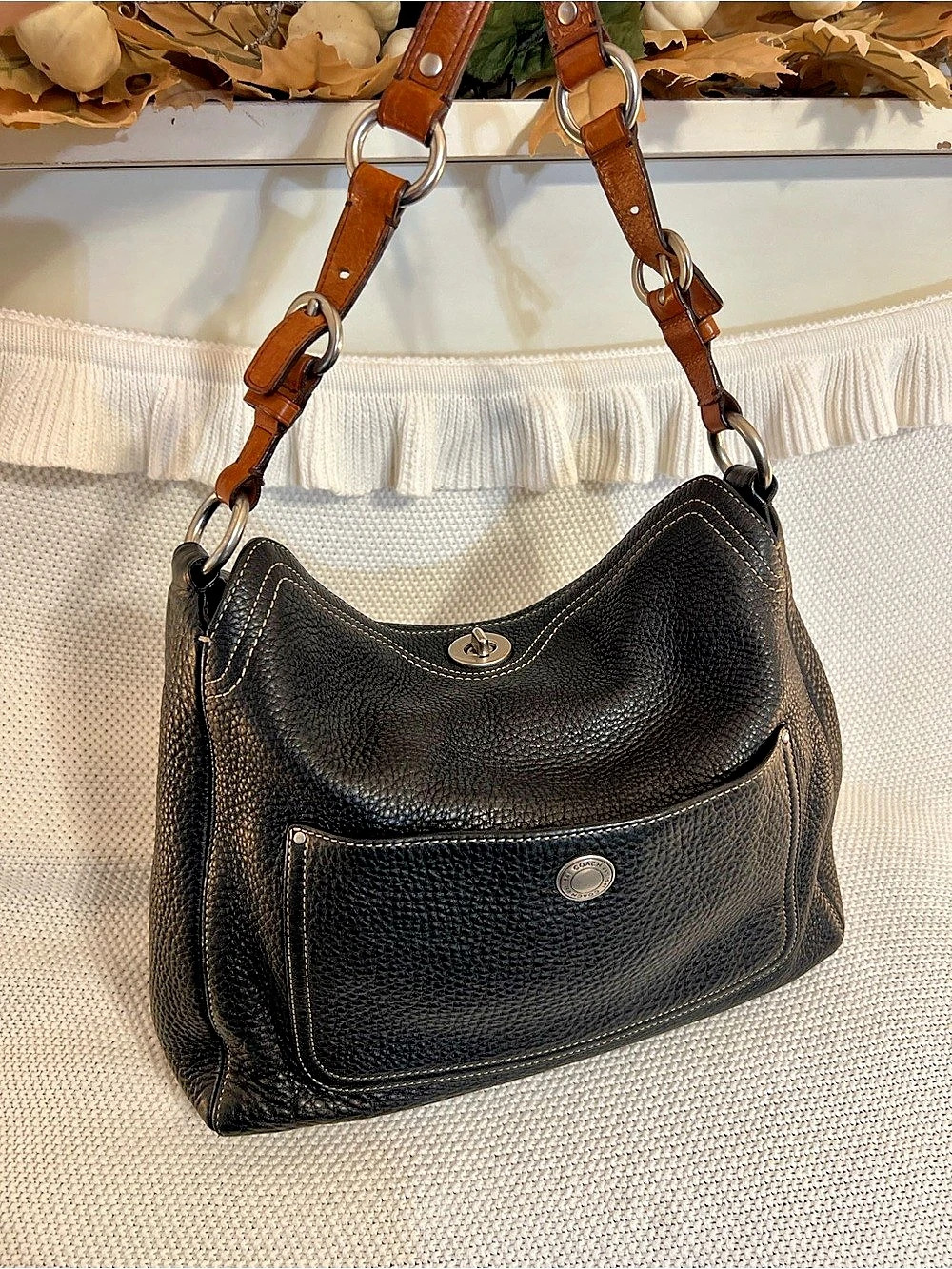 ✨ Vintage Y2K Coach Chelsea Pebbled Leather Turnlock Hobo ✨